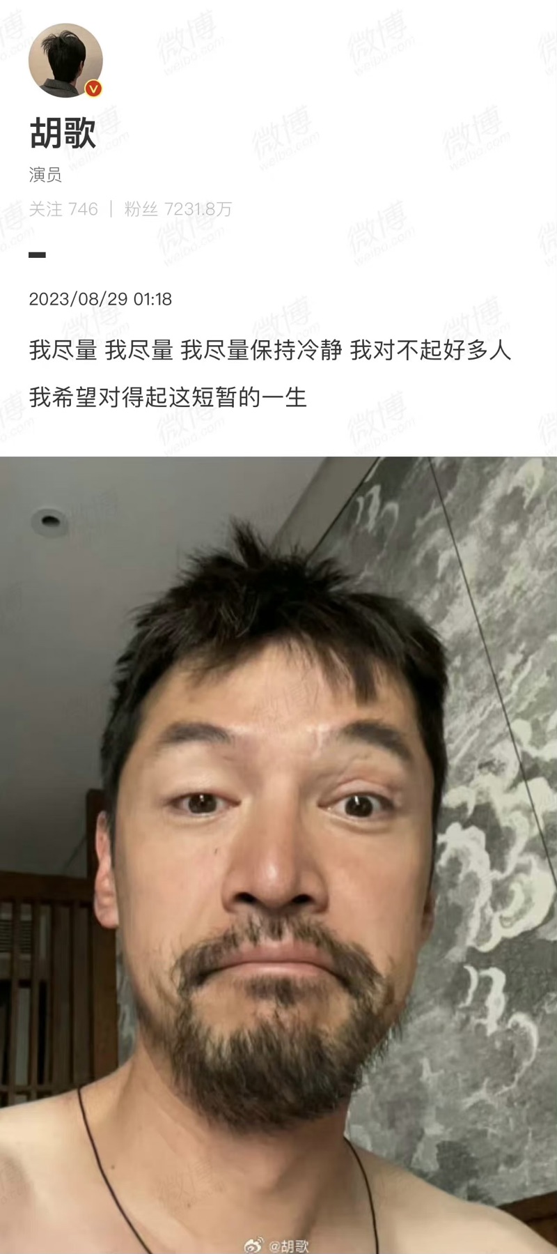 胡歌深夜发微博 胡歌深夜发微博