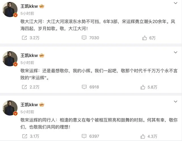 王凯发文告别《大江大河》，“宋运辉像是平行时空的另一个我”(图2)