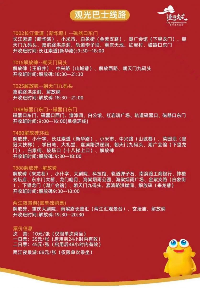 重庆观光巴士路线图