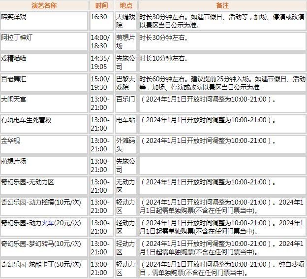 横店影视城剧组动态及表演时间