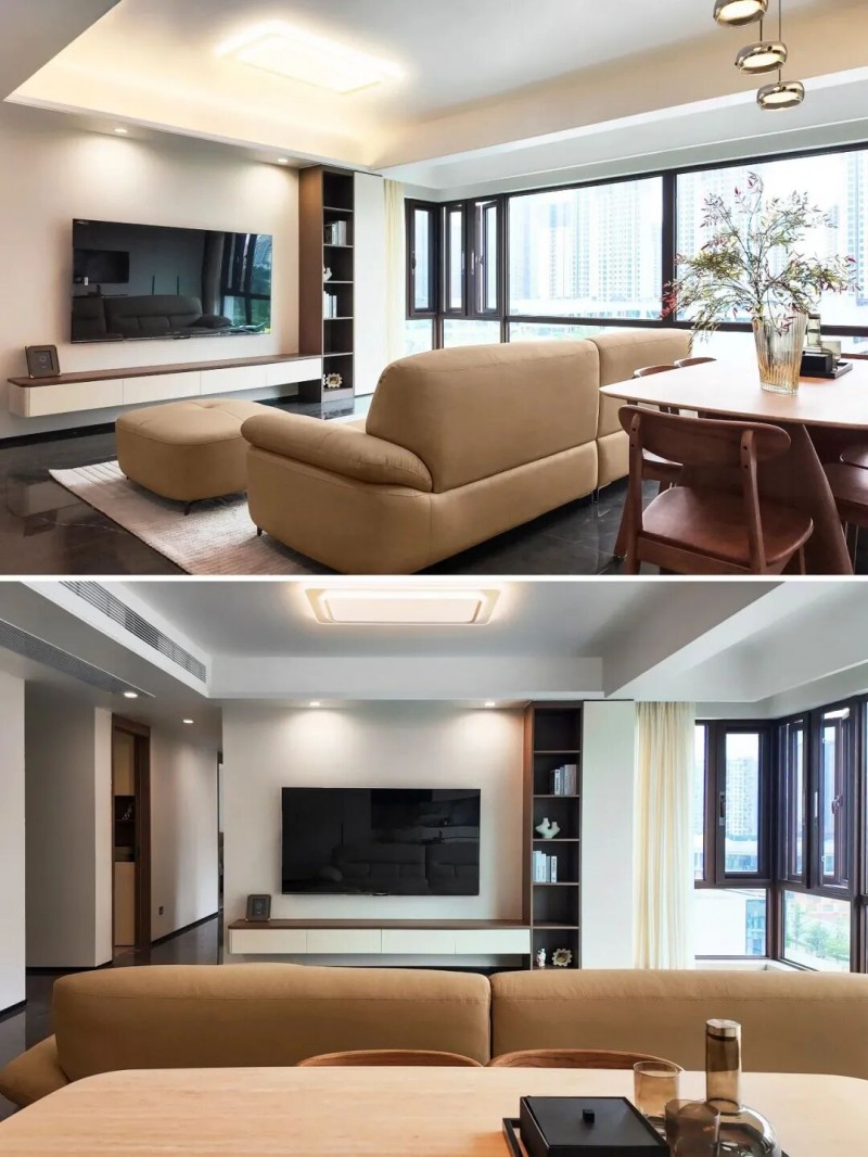 全友家居定制丨131㎡现代简约风，三柜一体显大又能装